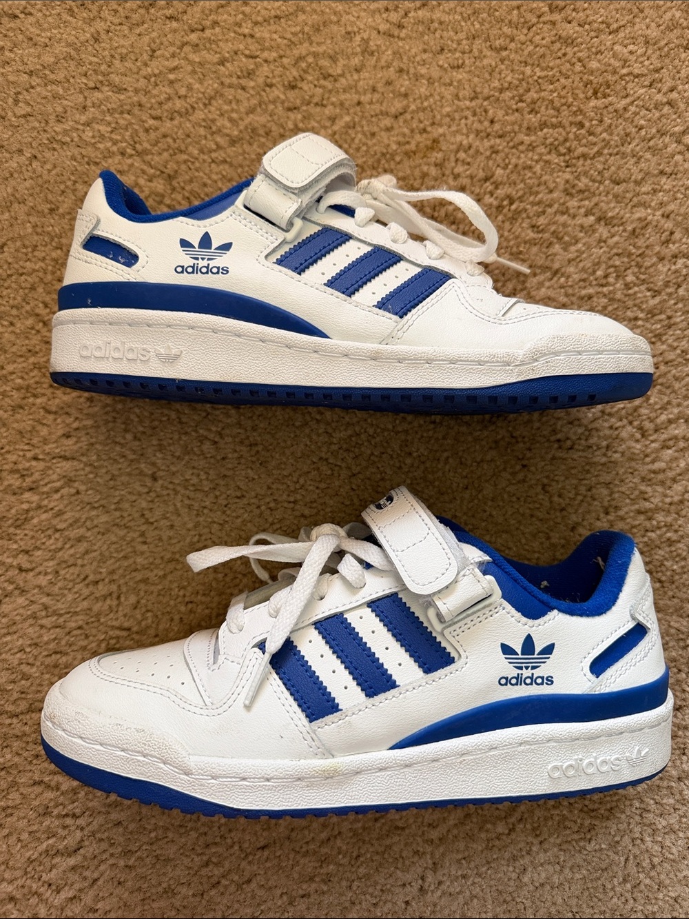adidas White & Blue Retro Court Sneakers